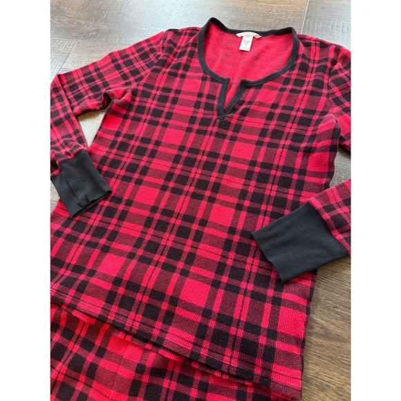 Victorias Secret Womens Red Black Plaid Thermal Pajama - Picture 2 of 5